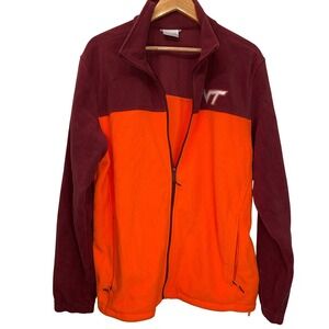 Columbia Virginia Tech VT Hokies Fleece Jacket‎ Full Zip Mens XL Burgundy Orange